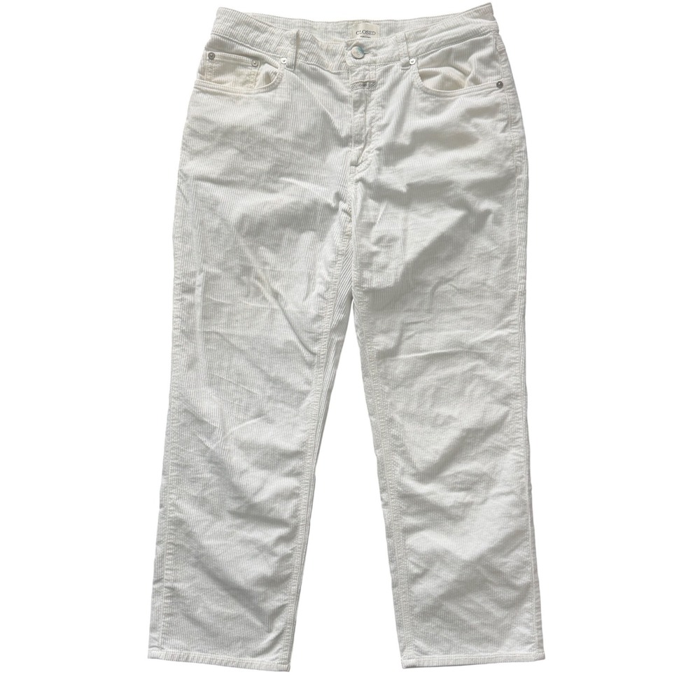 CLOSED Women White Corduroy‎ Straight Leg Pants Made in Italy Size 29 Casual